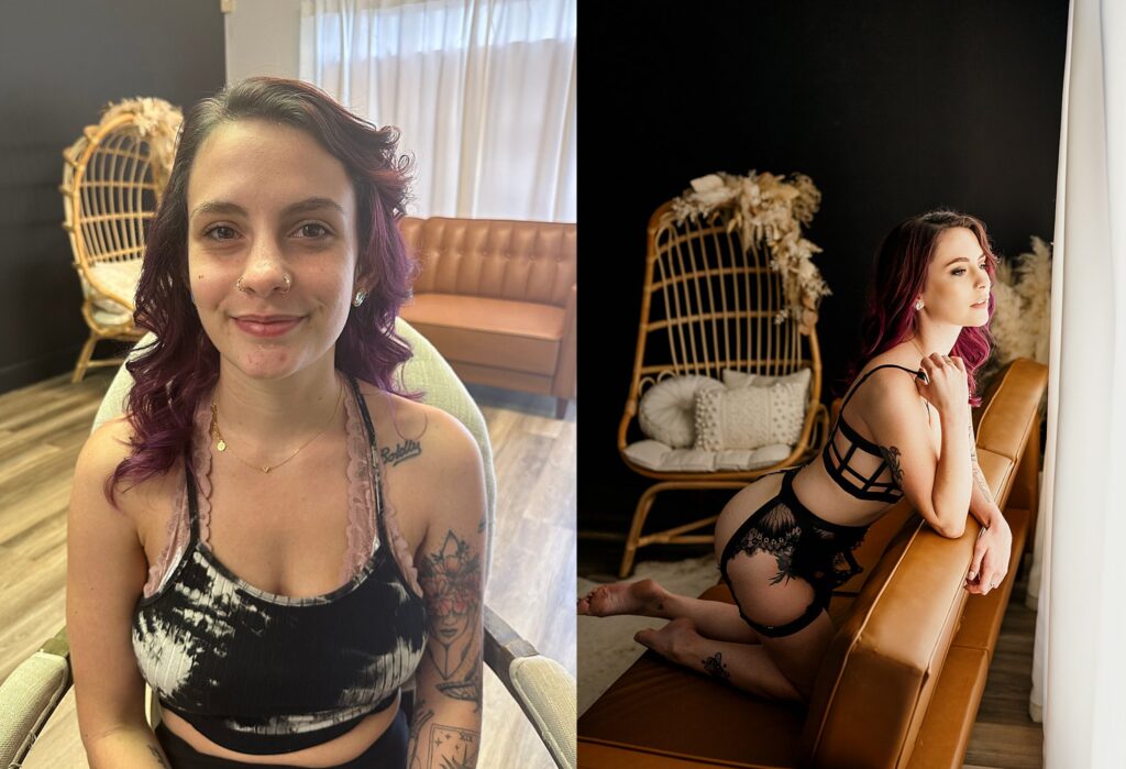 Before and after makeup look for boudoir by jaemie in Richmond, Virginia. 